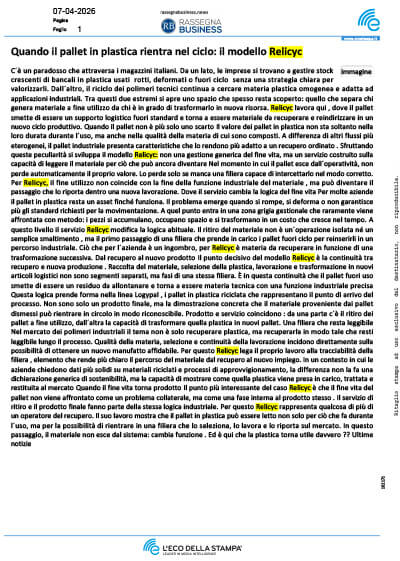 Relicyc rassegna stampa 2026