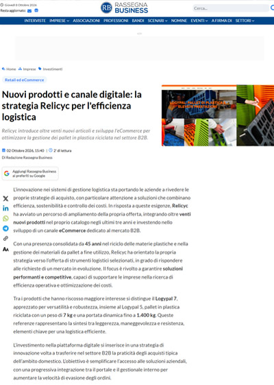 Relicyc rassegna stampa 2026